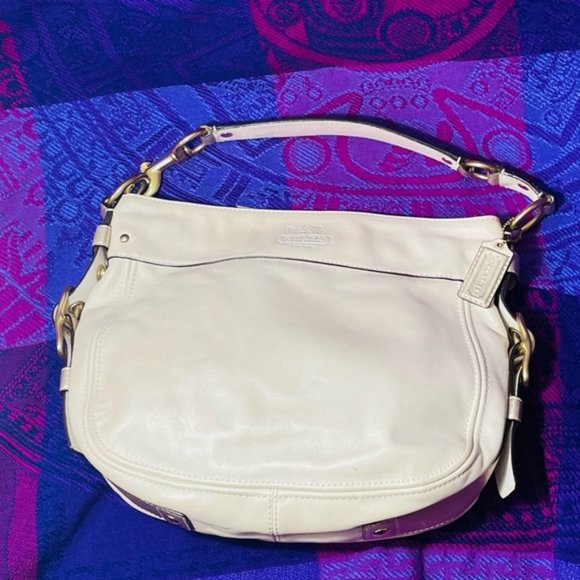 Coach Handbags - COACH Zoe Hobo Cream Smooth Leather Satchel Handbag MED Purse Shoulder Bag